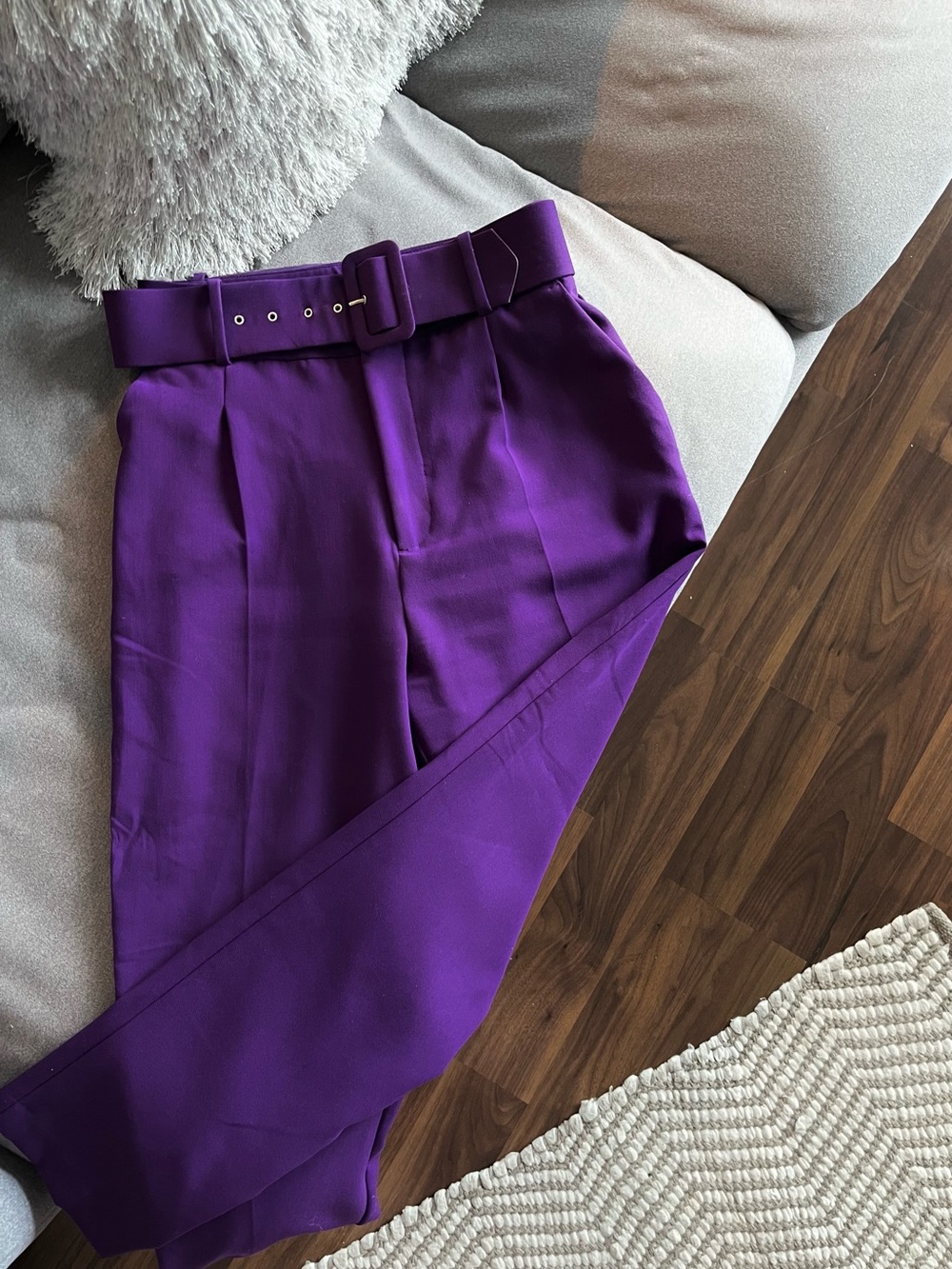 Zara Purple High-Waist Belted